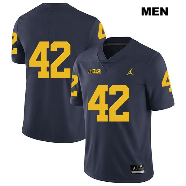 Men's NCAA Michigan Wolverines Ben Mason #42 No Name Navy Jordan Brand Authentic Stitched Legend Football College Jersey MP25E80UL